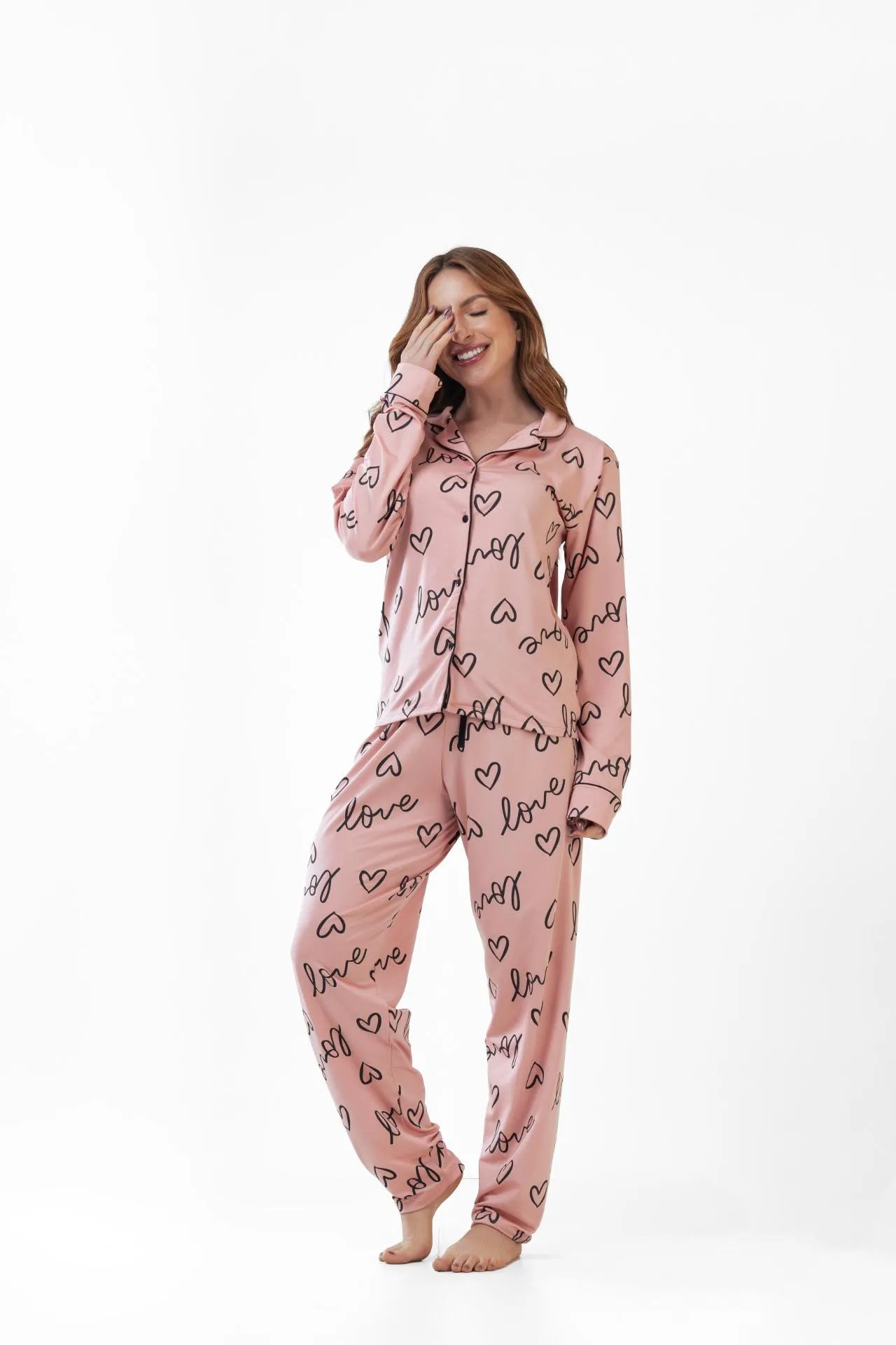 Pijama longo americano suede- Love Romance