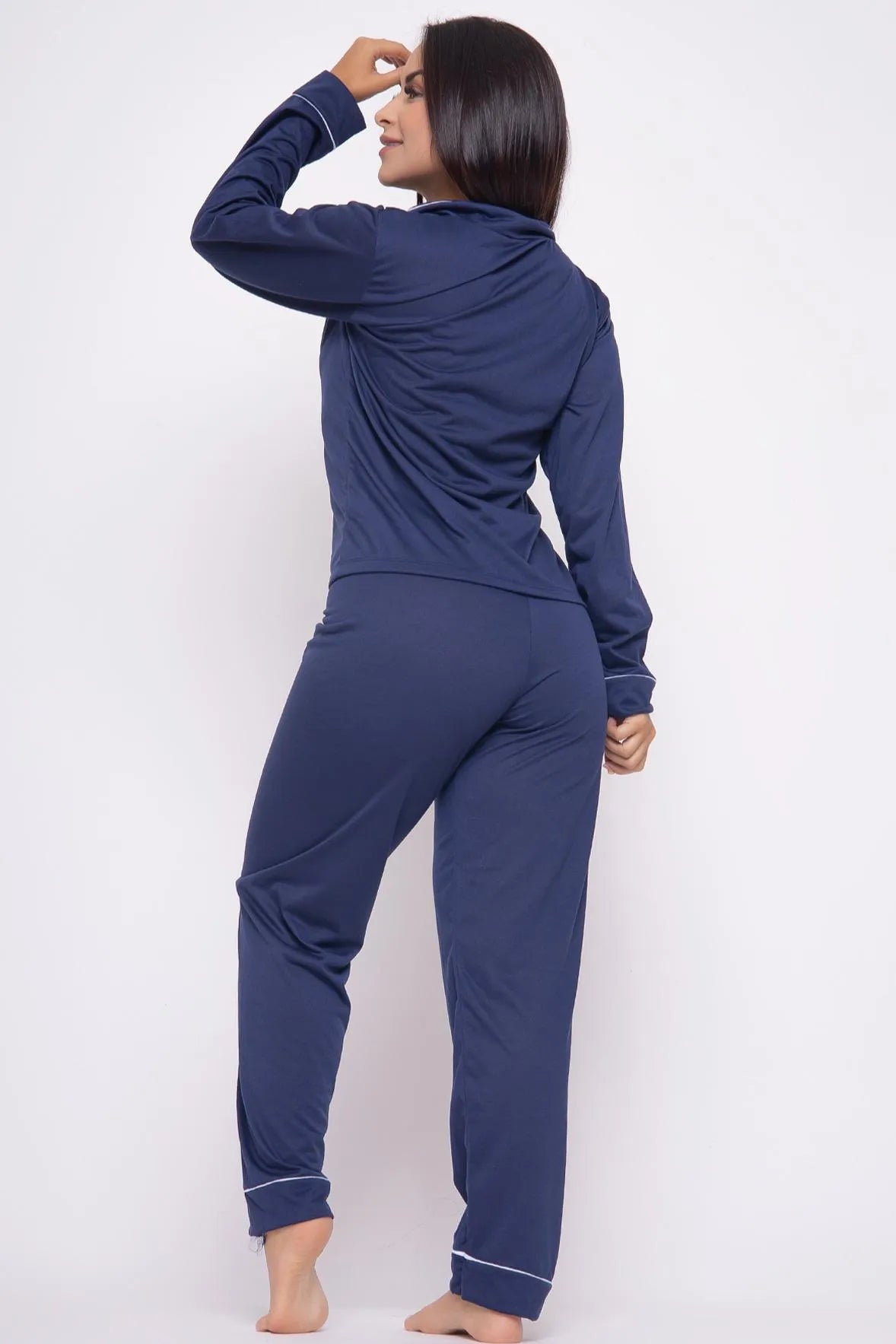 Pijama Longo Americano Malha - Marinho