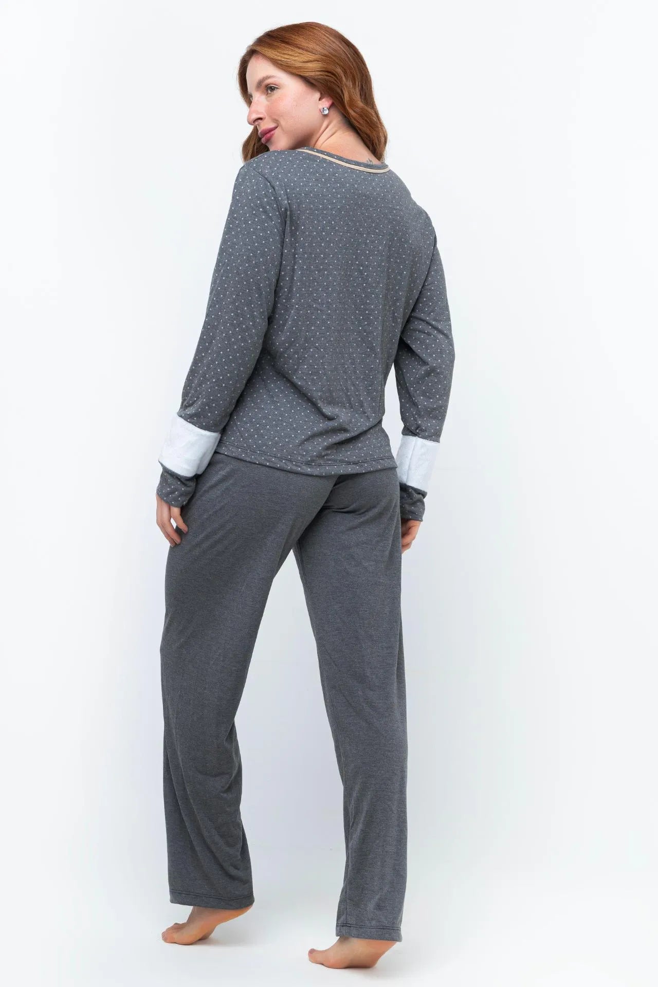 Pijama Longo Malha PV - Poá