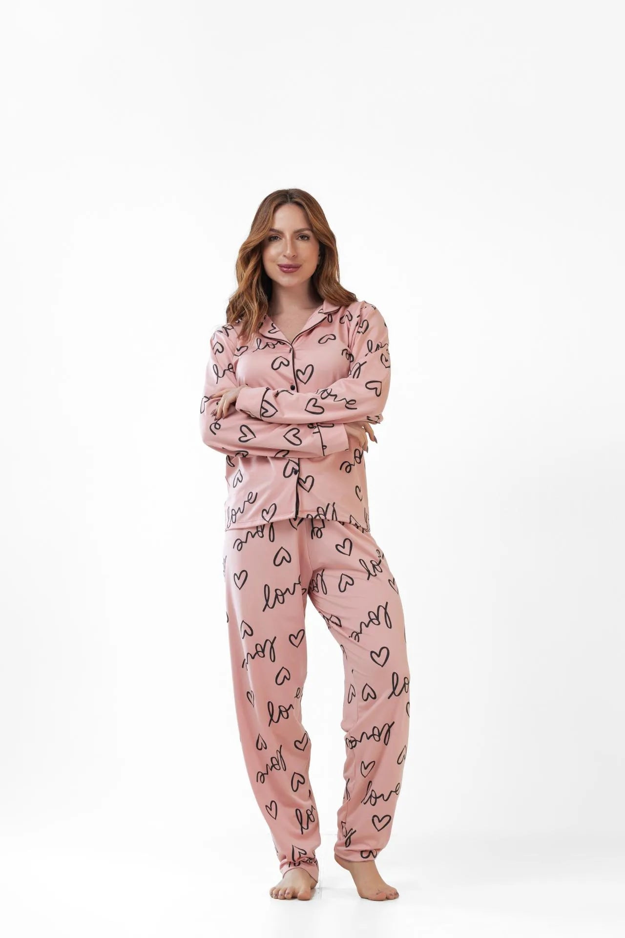 Pijama longo americano suede- Love Romance