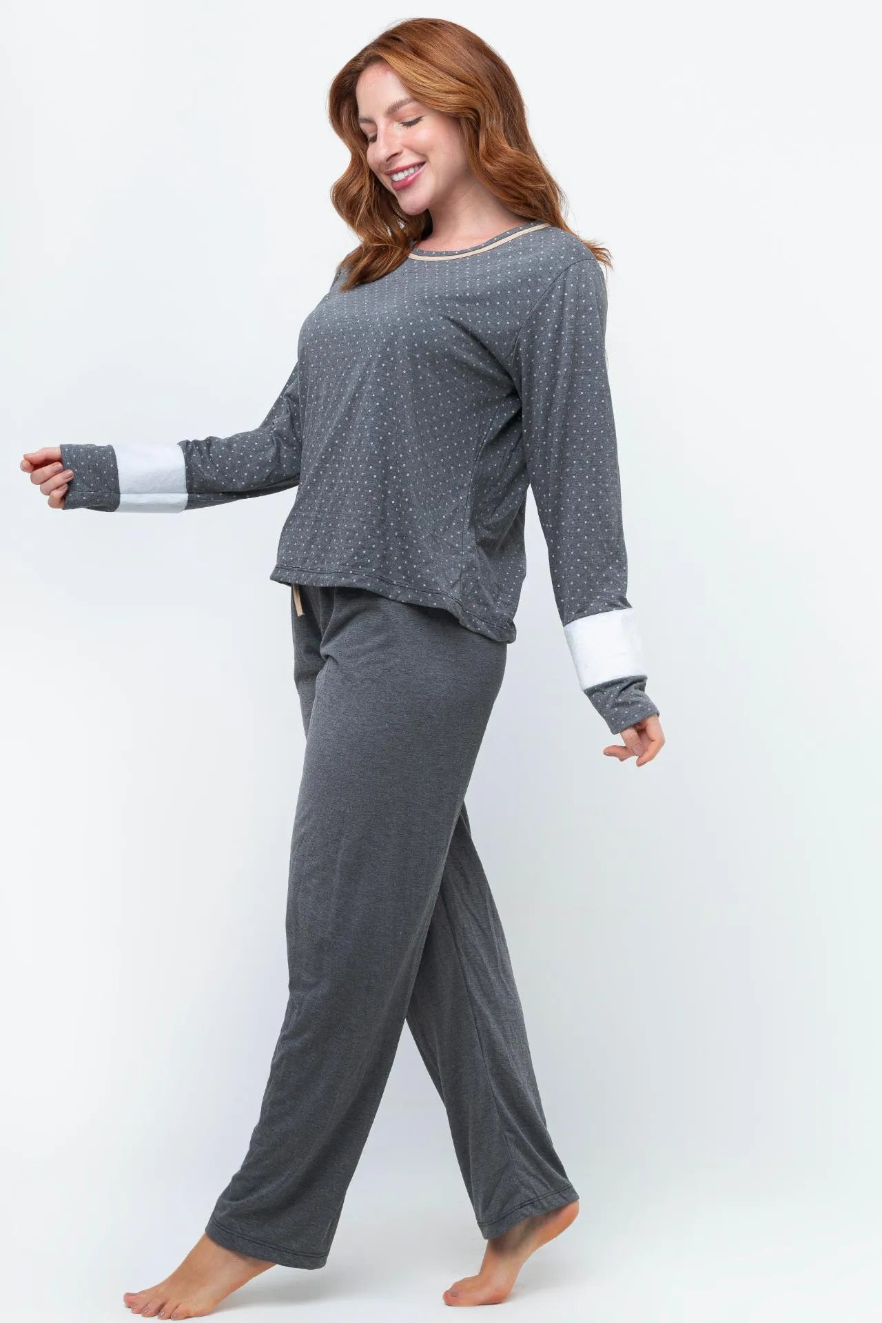 Pijama Longo Malha PV - Poá