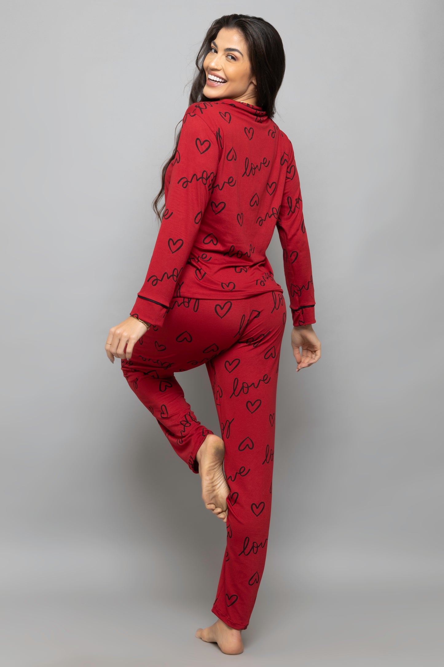 Pijama americano longo suede- Love Rubi