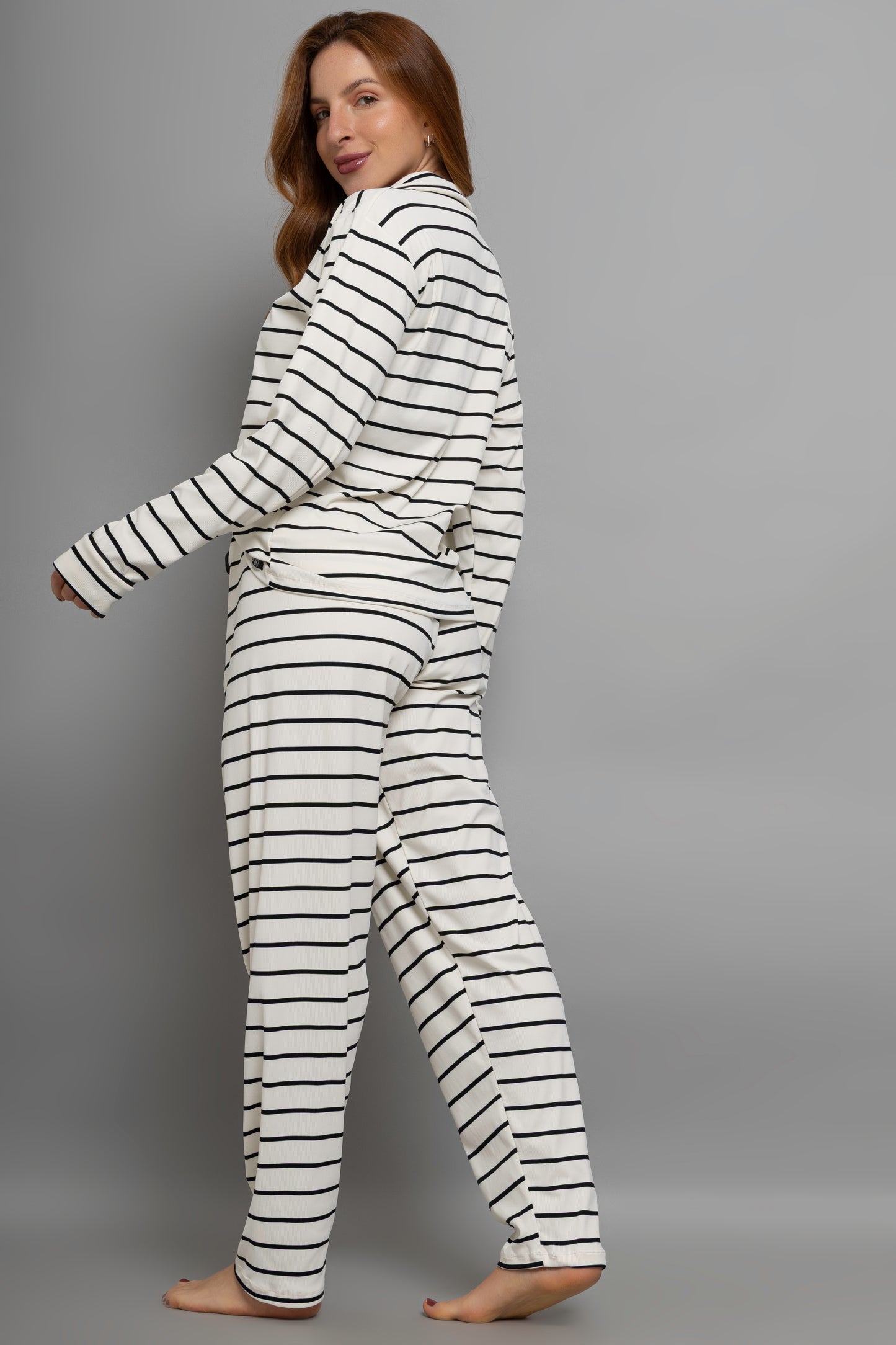 Pijama americano longo poliamida- Off White