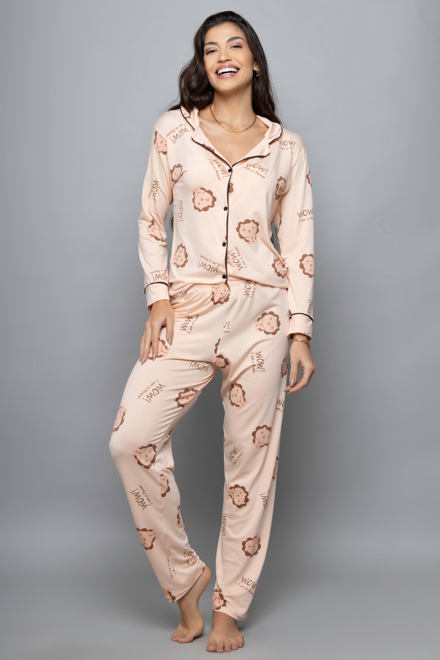 Pijama americano longo suede- Leozinho