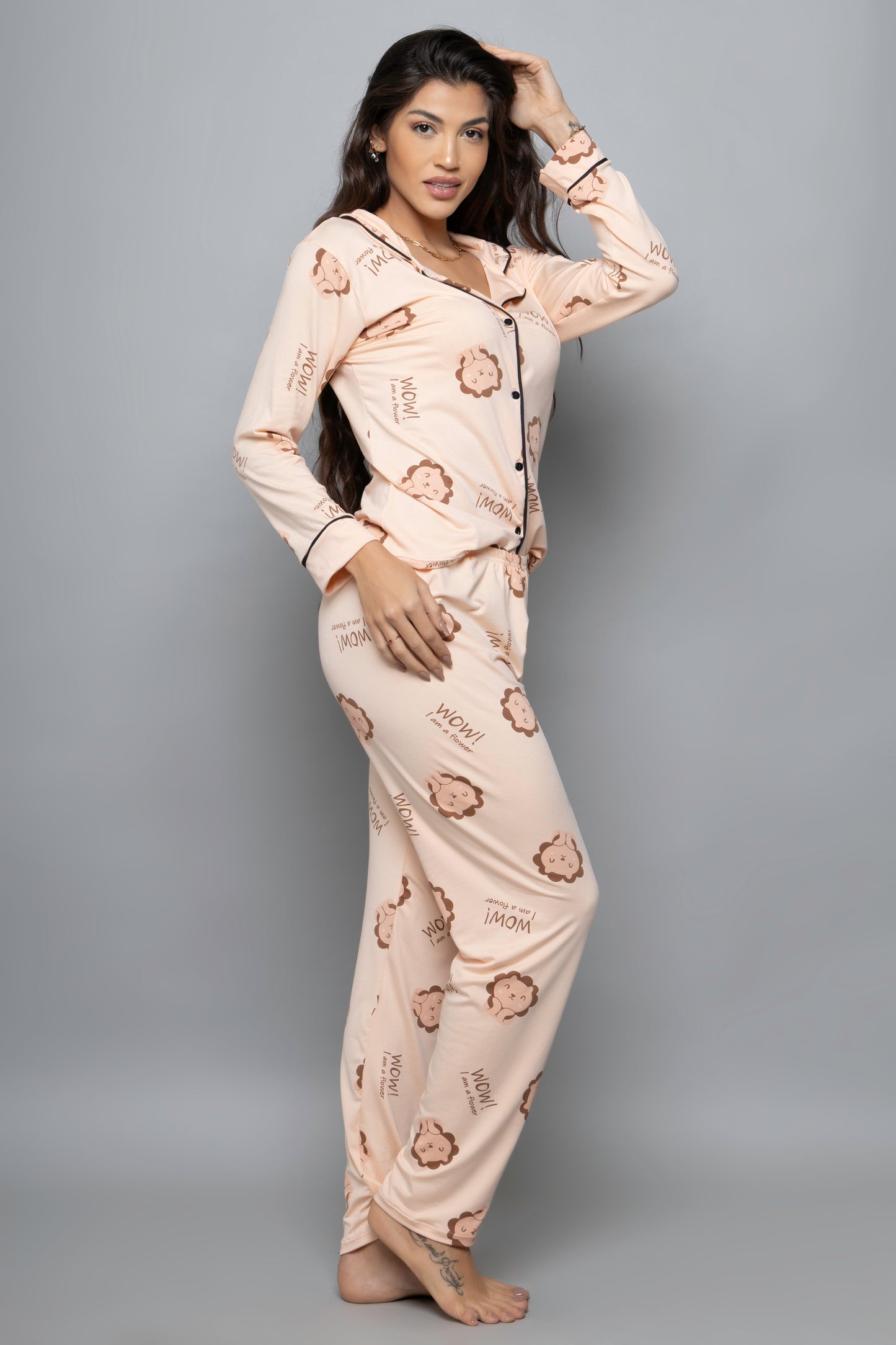 Pijama americano longo suede- Leozinho