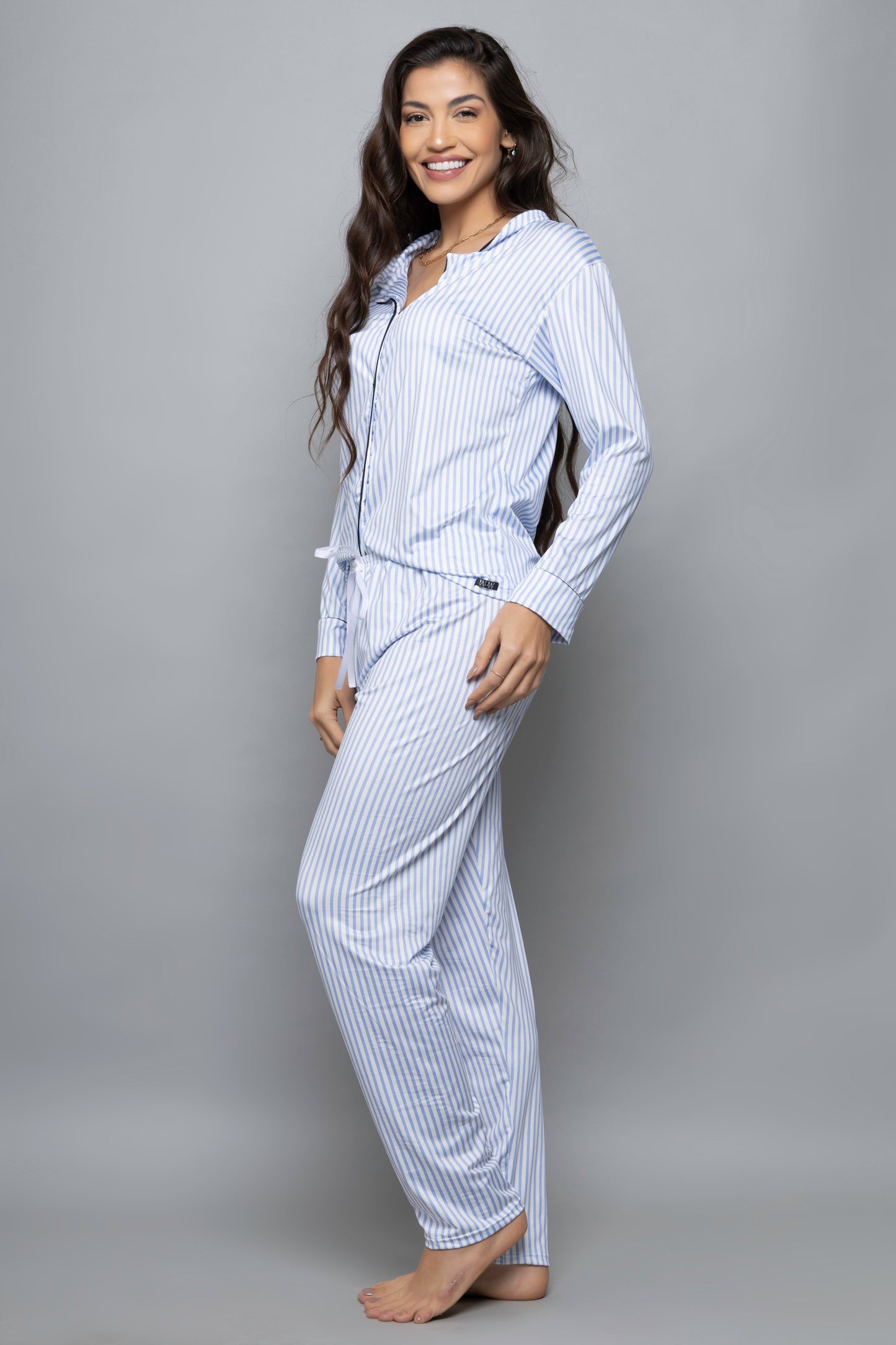 Pijama Longo Americano Fluit - Listrado