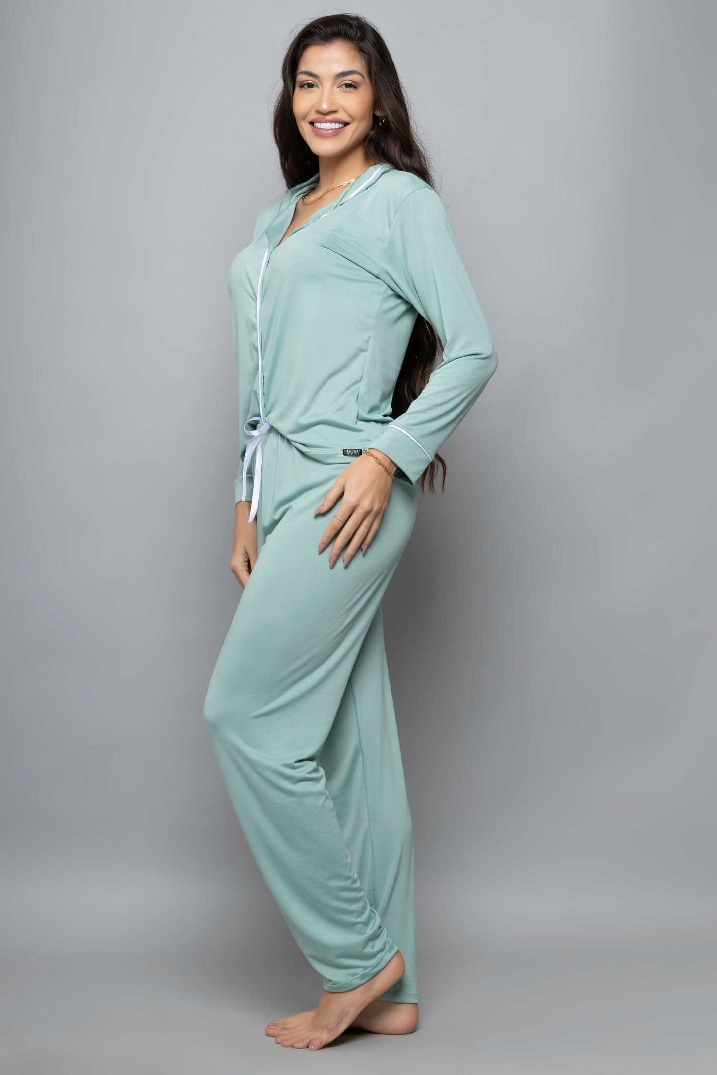 Pijama americano suede longo- Teos