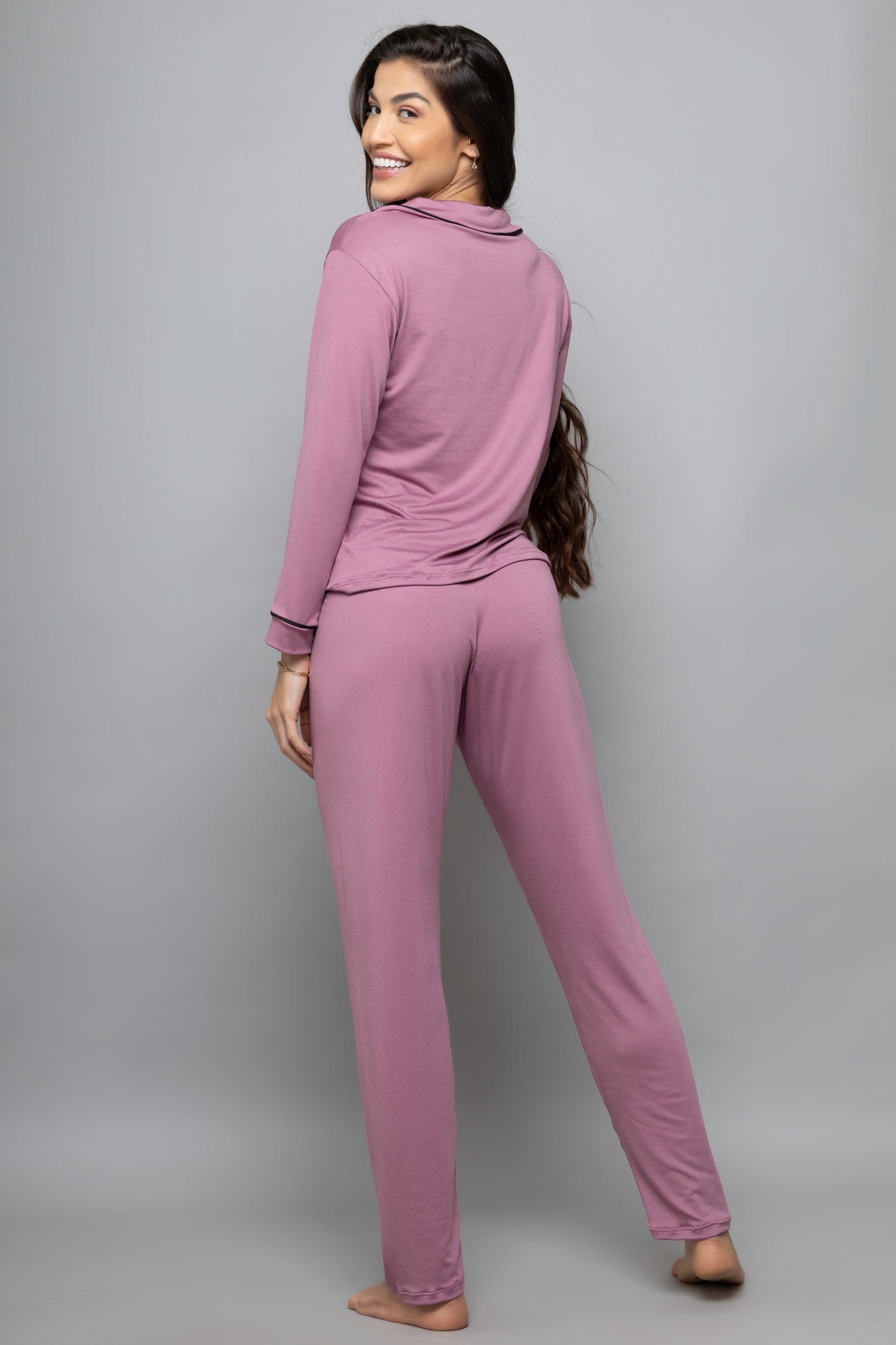 Pijama americano longo suede- Tulípero