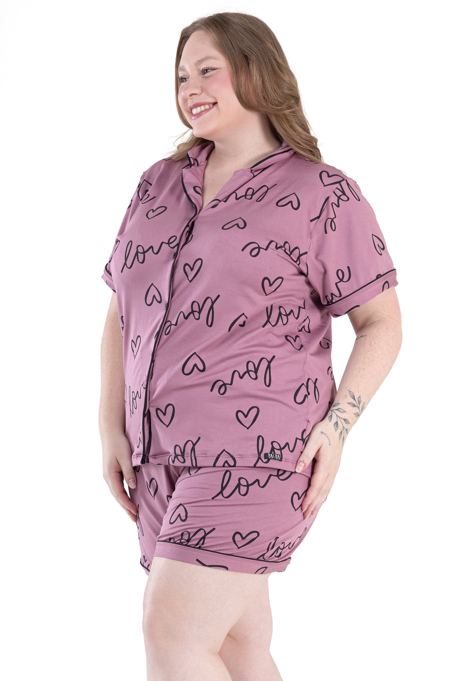 Pijama americano curto plus size- Love Tulípero