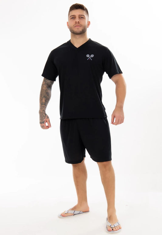 Pijama Curto Masculino Preto