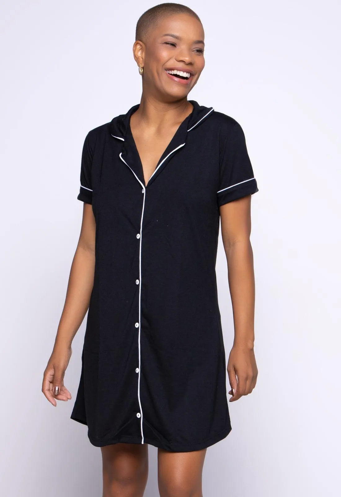 Camisola americana de malha- preto com branco