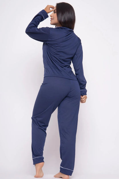 Pijama Longo Americano Malha - Marinho