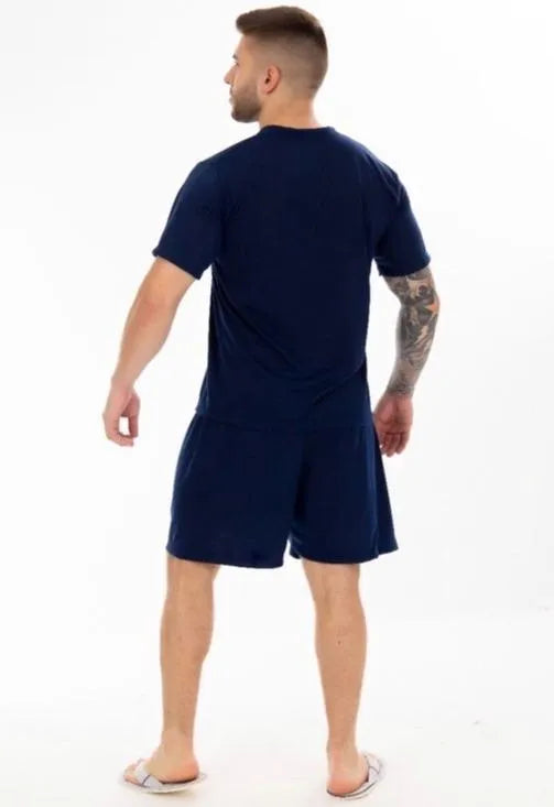 Pijama Curto Masculino Azul Marinho