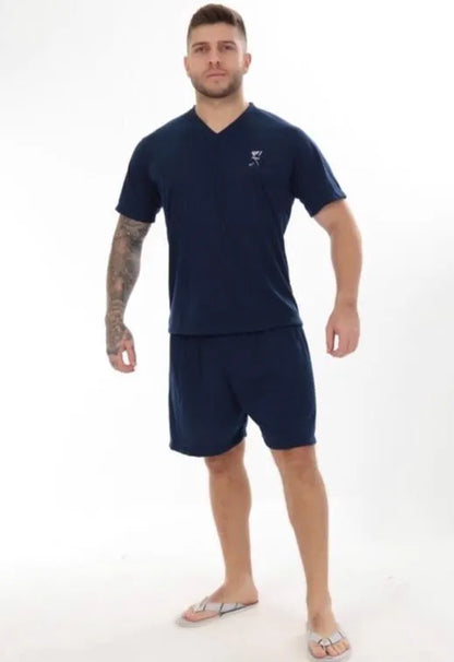 Pijama Curto Masculino Azul Marinho