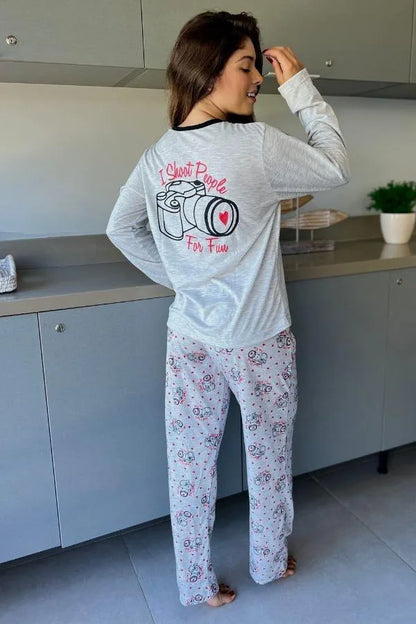Pijama Longo Malha PV - Cinza