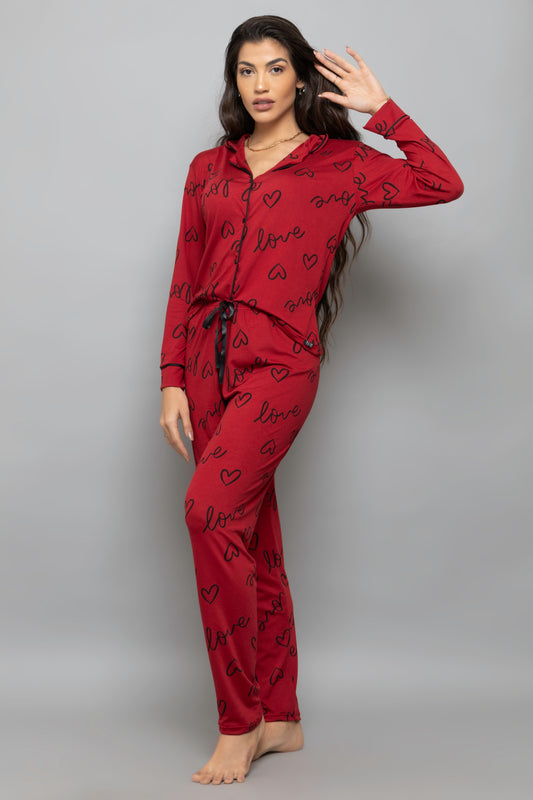 Pijama americano longo suede- Love Rubi