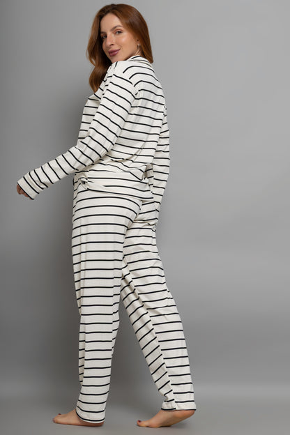 Pijama americano longo poliamida- Off White