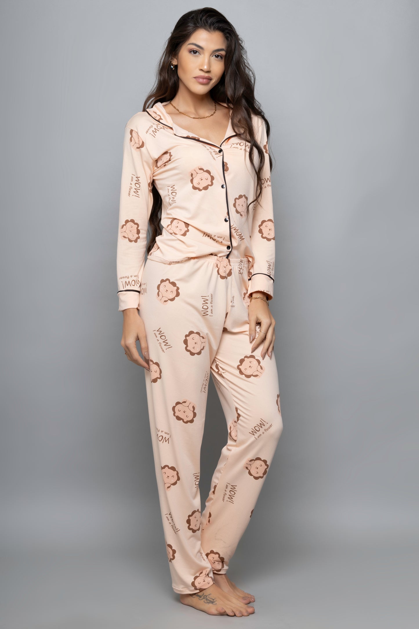 Pijama americano longo suede- Leozinho