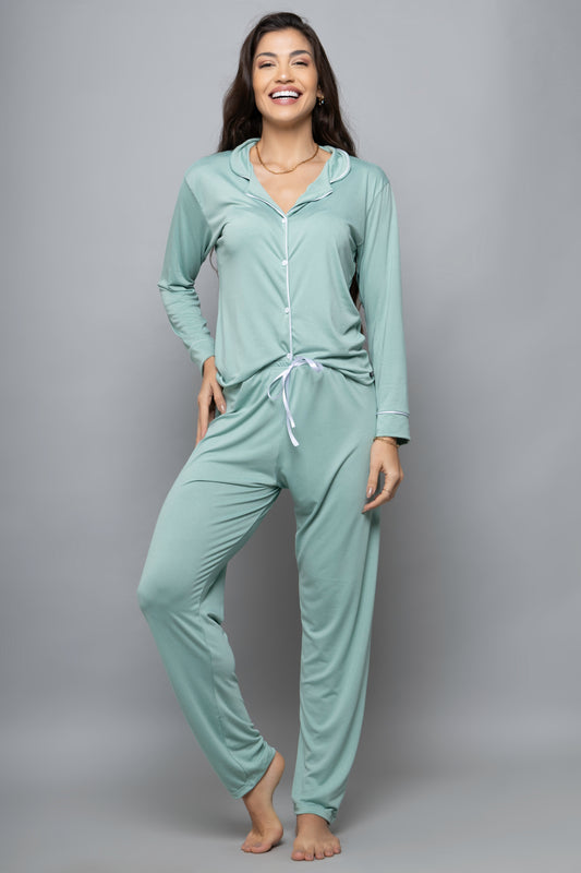 Pijama americano suede longo- Teos