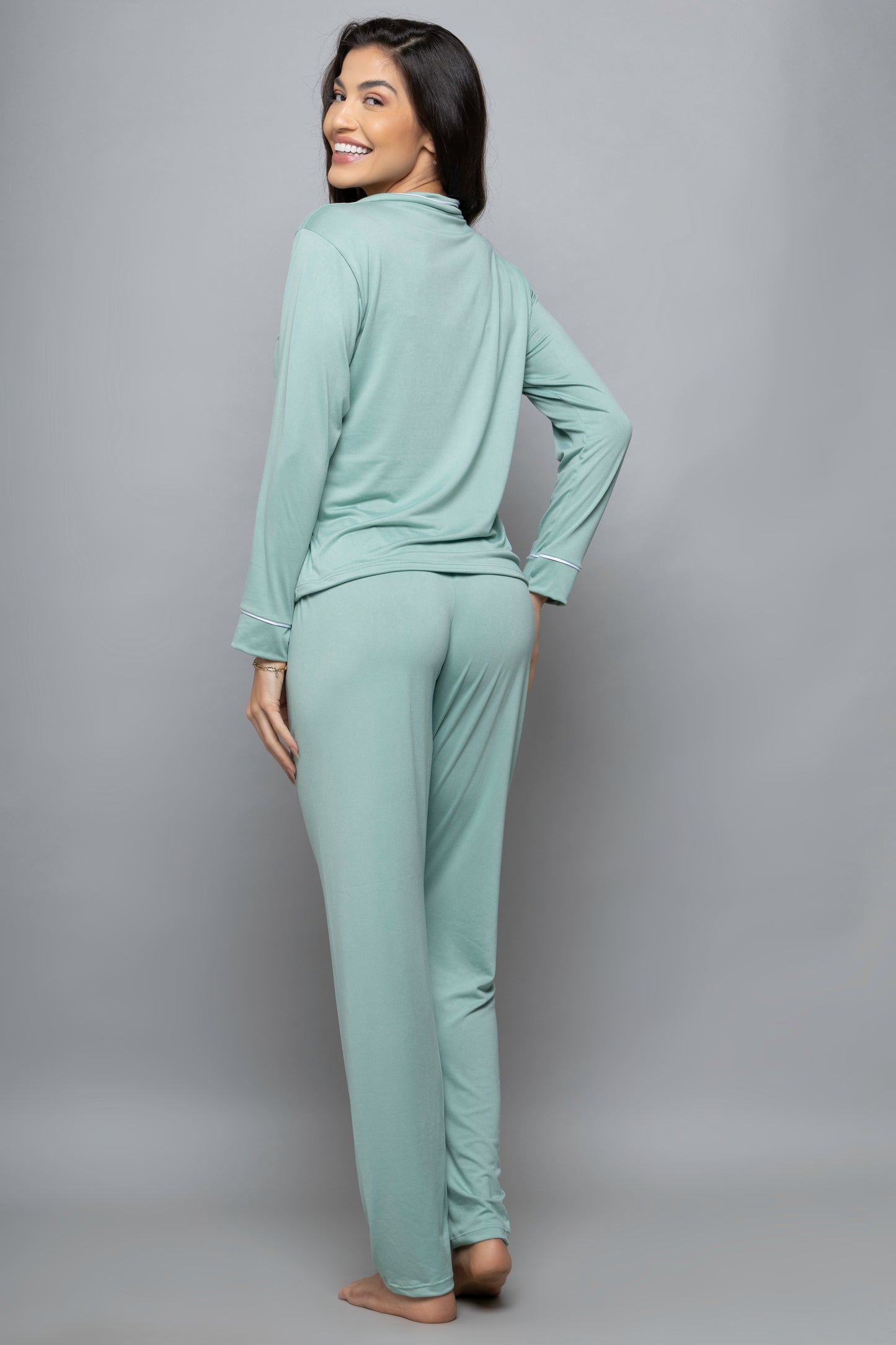Pijama americano suede longo- Teos