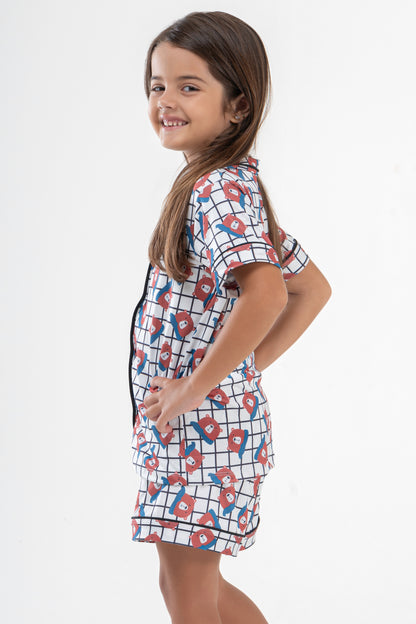 Pijama americano infantil fluit- Urso Xadrez