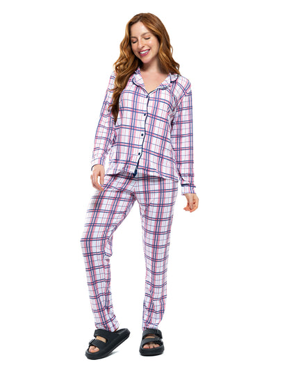 Pijama Longo Americano Suede - Xadrez